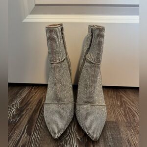 Steve Madden Rhinestone Silver Heeled Boots